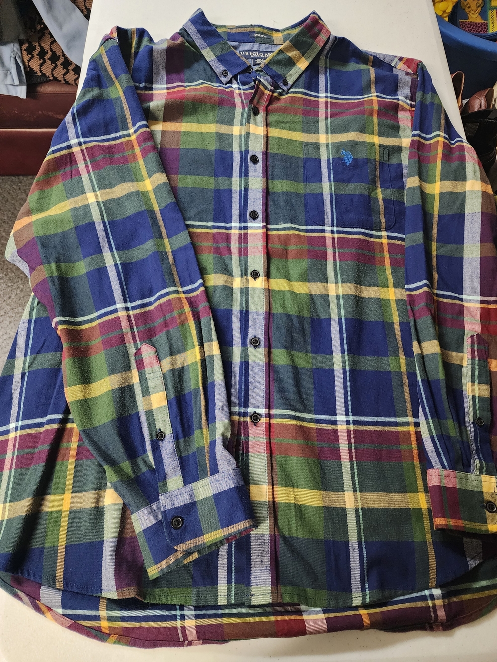 U.S. Polo Assn. Multicolor Plaid Button-Down Shirt - Blue/Green/Yellow/Red Sz 3x